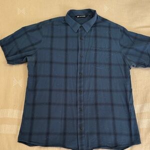 Travis Mathew Blue Checkered Button Down Shirt